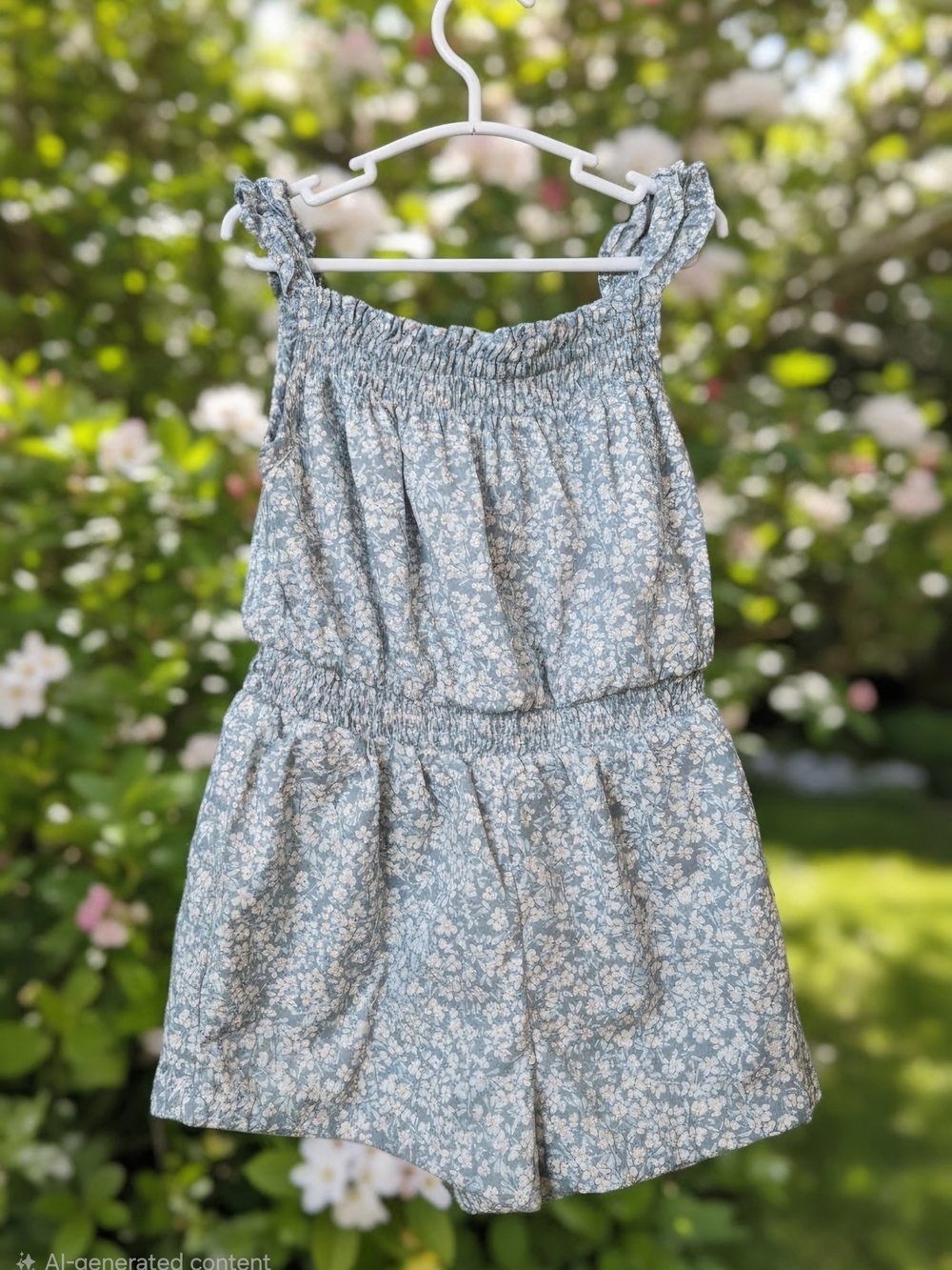 Joie Girls Blue Floral Smocked Romper